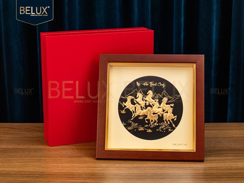 Tranh Ngựa dát vàng 24k&nbsp;25x25cm